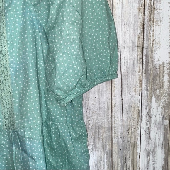 Loft Green Polka Dot Peplum Blouse - Picture 3 of 5
